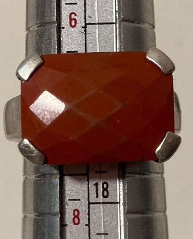 Vintage Sterling Silver Ring, Nice Orange Stone Design, Size 7, Nice Design, Quality, Jewelry, Accessory, Stamped 925, Clothing