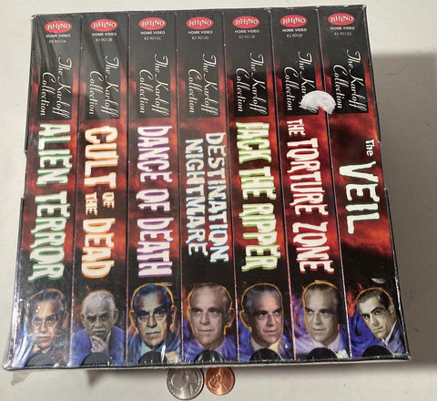 Vintage 1998 VHS 7 Videos Box Set, Still Factory Sealed, The Karloff Collection, Tales of the Supernatural, Boris Karloff, The Veil