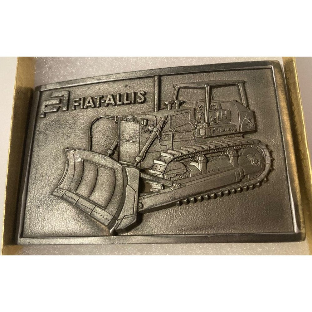 Vintage 1976 Metal Belt Buckle, Fiat-Allis, Bulldozer, Construction, Diesel