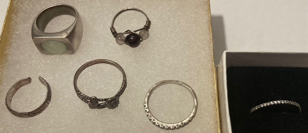 Vintage Lot of 6 Sterling Silver Rings, Nice Designs, Quality, Jewelry, 0938, Accessory, Stamped 925 Inside, Clothing, Necklace, Charm