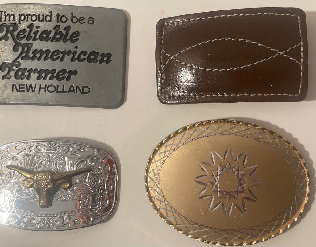Vintage Lot of 14 Nice Western Style Belt Buckles, Farmers, Combine, Country Music, Fashion Accessory, Country & Western, Art, Resell