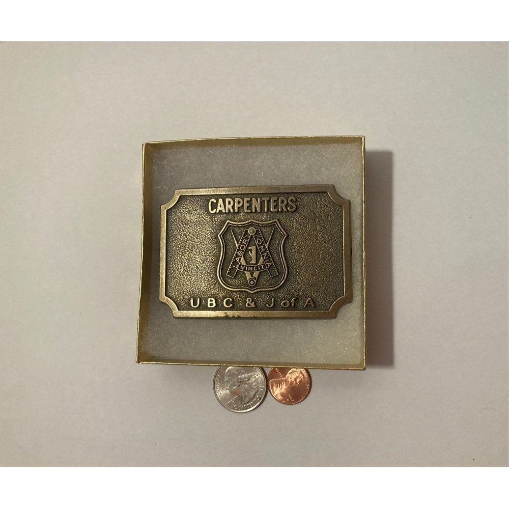 Vintage Metal Belt Buckle, International Industrial Production Employees Union,