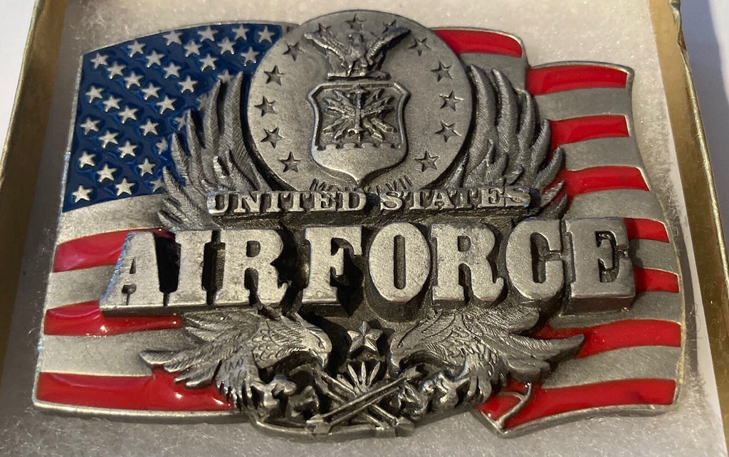 Vintage 1991 Metal Belt Buckle, United States Air Force, 3 1/3", x 2 1/2", Quality, Made in USA, Country and Western, Heavy Duty, Fashion