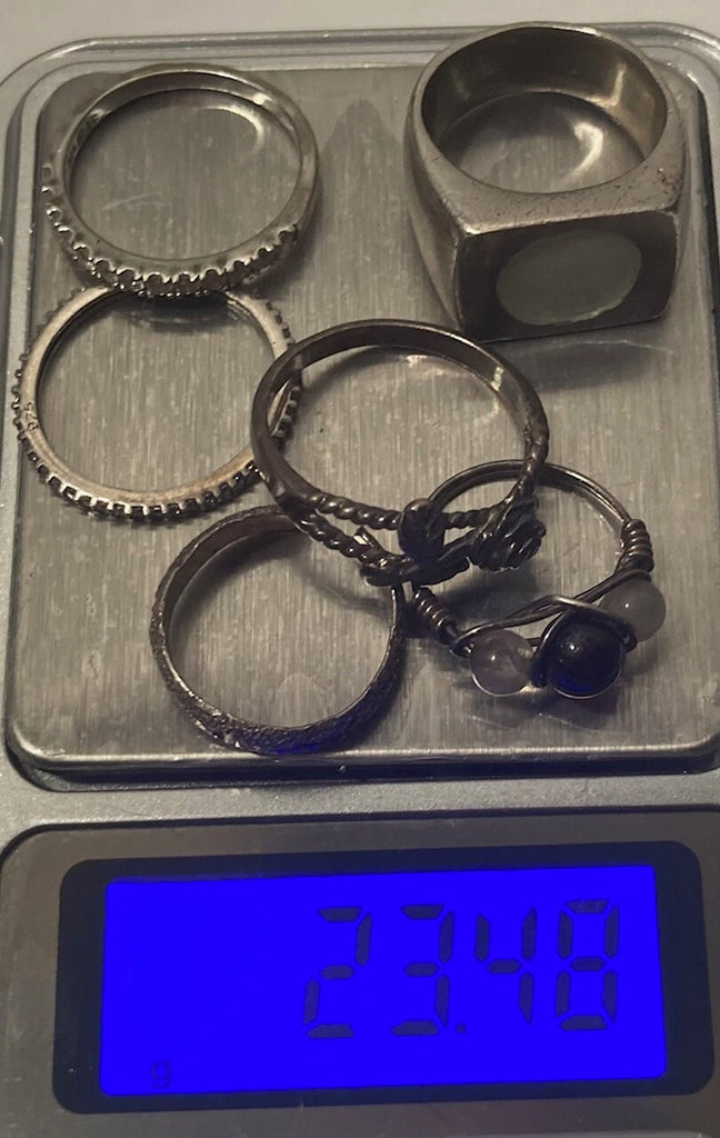 Vintage Lot of 6 Sterling Silver Rings, Nice Designs, Quality, Jewelry, 0938, Accessory, Stamped 925 Inside, Clothing, Necklace, Charm