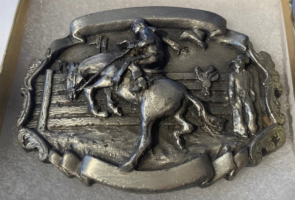 Vintage 1981 Metal Belt Buckle, The Heritage of the Cowboy Life, 3 1/4", x 2 1/2", Quality, Made in USA, Country and Western, Heavy Duty