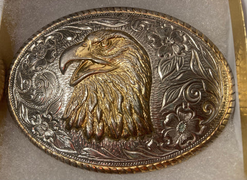 Bolo Buckle Vintage - Ivan Gold and Silver Tone - Solid Brass - Eagle