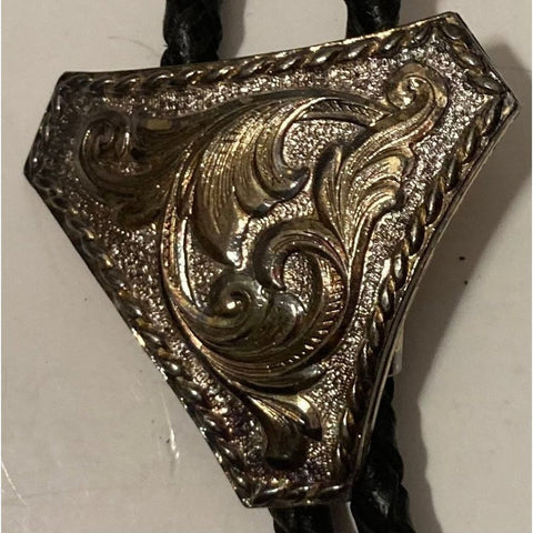 Vintage Metal Bolo Tie, Nice Triangle Design, Nice Western Design, 1 1/2" x 1 1/