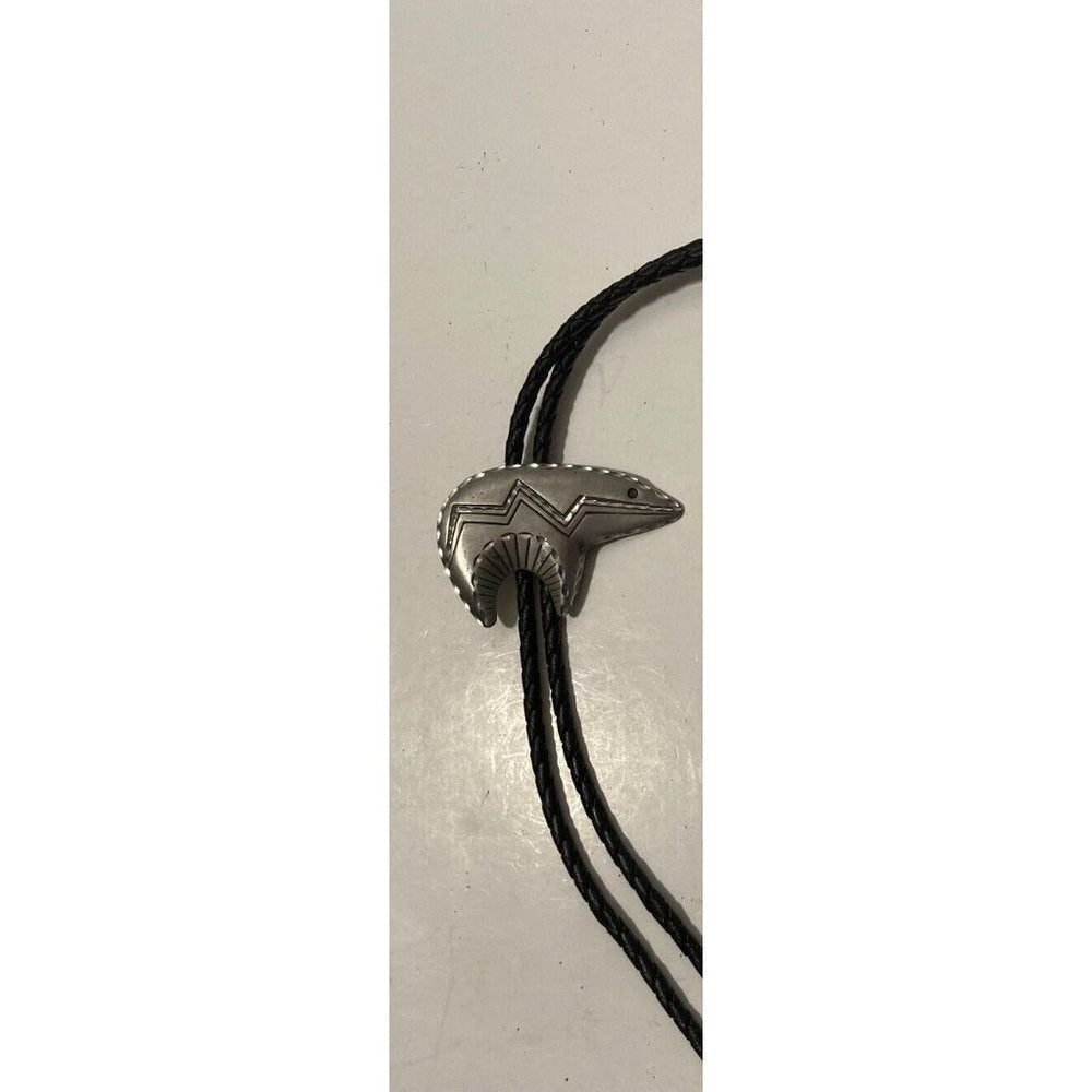 Vintage Metal Bolo Tie, Nice Diamond Cut Whale, Shark, Fish Design,