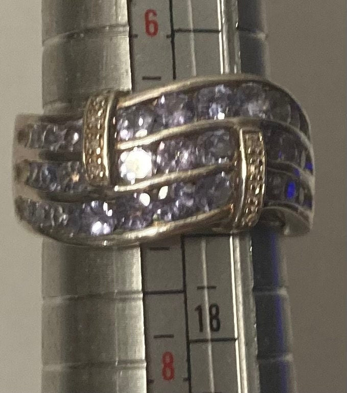 Vintage Sterling Silver Ring, Nice 29 Purple Sparkly Stones Design, Size 7, Nice Design, Quality, Jewelry, 0921, Accessory, Stamped 925