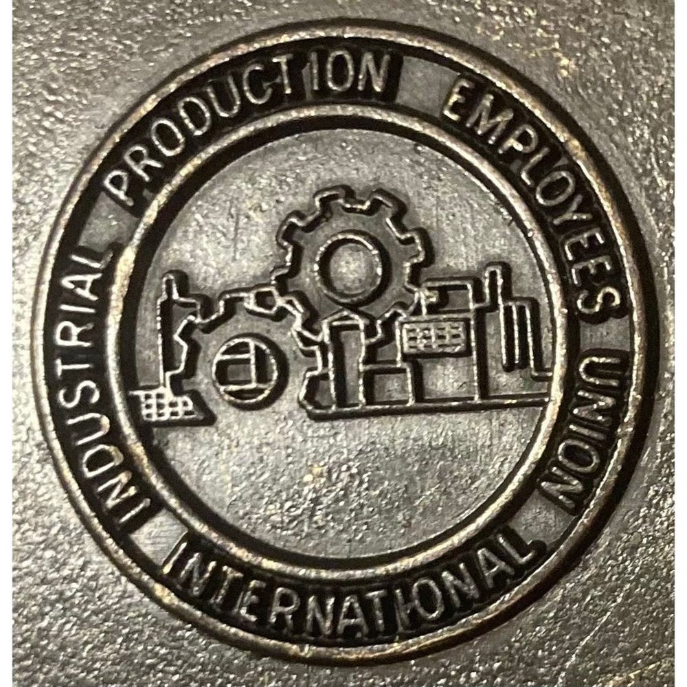 Vintage Metal Belt Buckle, International Industrial Production Employees Union,