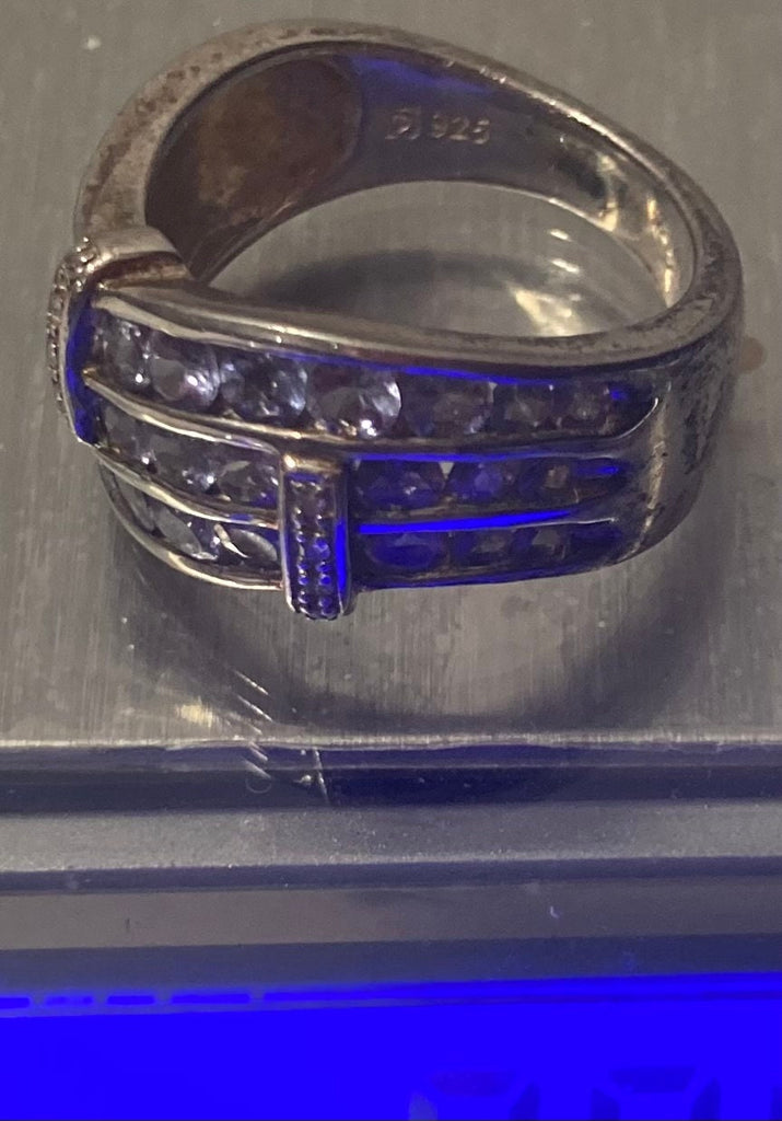 Vintage Sterling Silver Ring, Nice 29 Purple Sparkly Stones Design, Size 7, Nice Design, Quality, Jewelry, 0921, Accessory, Stamped 925