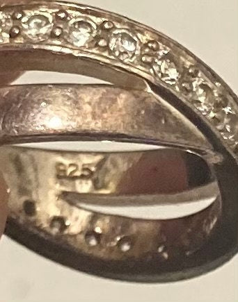 Vintage Sterling Silver Ring, Nice Double Banded with Nice Sparkly Stones Design, Size 4, Nice Design, Quality, Jewelry, 0929, Accessory