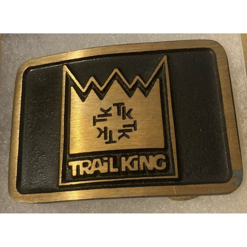 Vintage Metal Belt Buckle, Brass, Trail King, Trailers, Nice Design, 3" x 2"