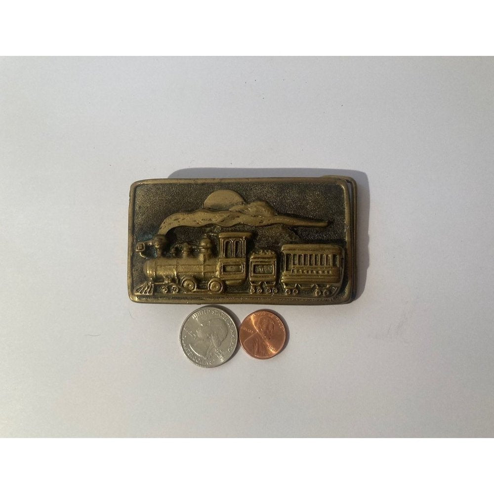 Vintage 1975 Belt Buckles, Train, Steam Engine, Adezy, Denver,