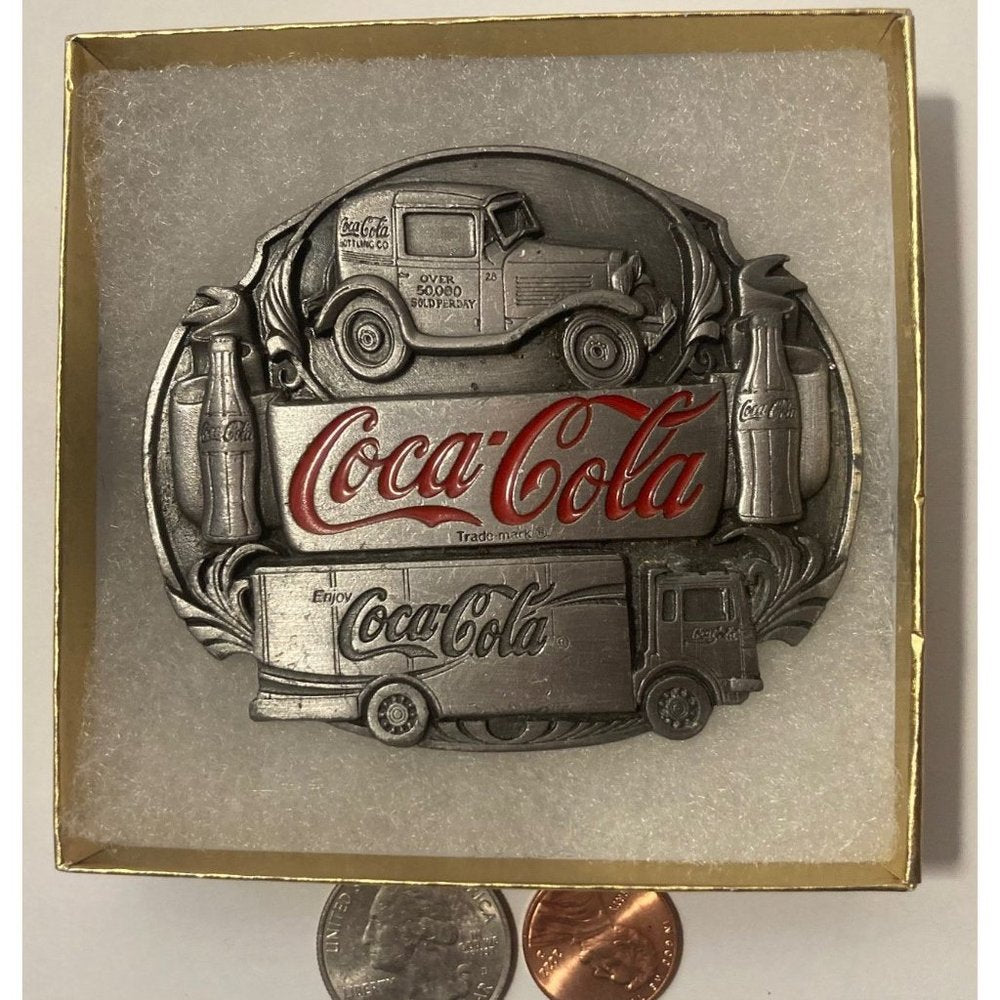 Vintage 1991 Metal Belt Buckle, Coca Cola, Soda, Pop, Coke, Nice Design,