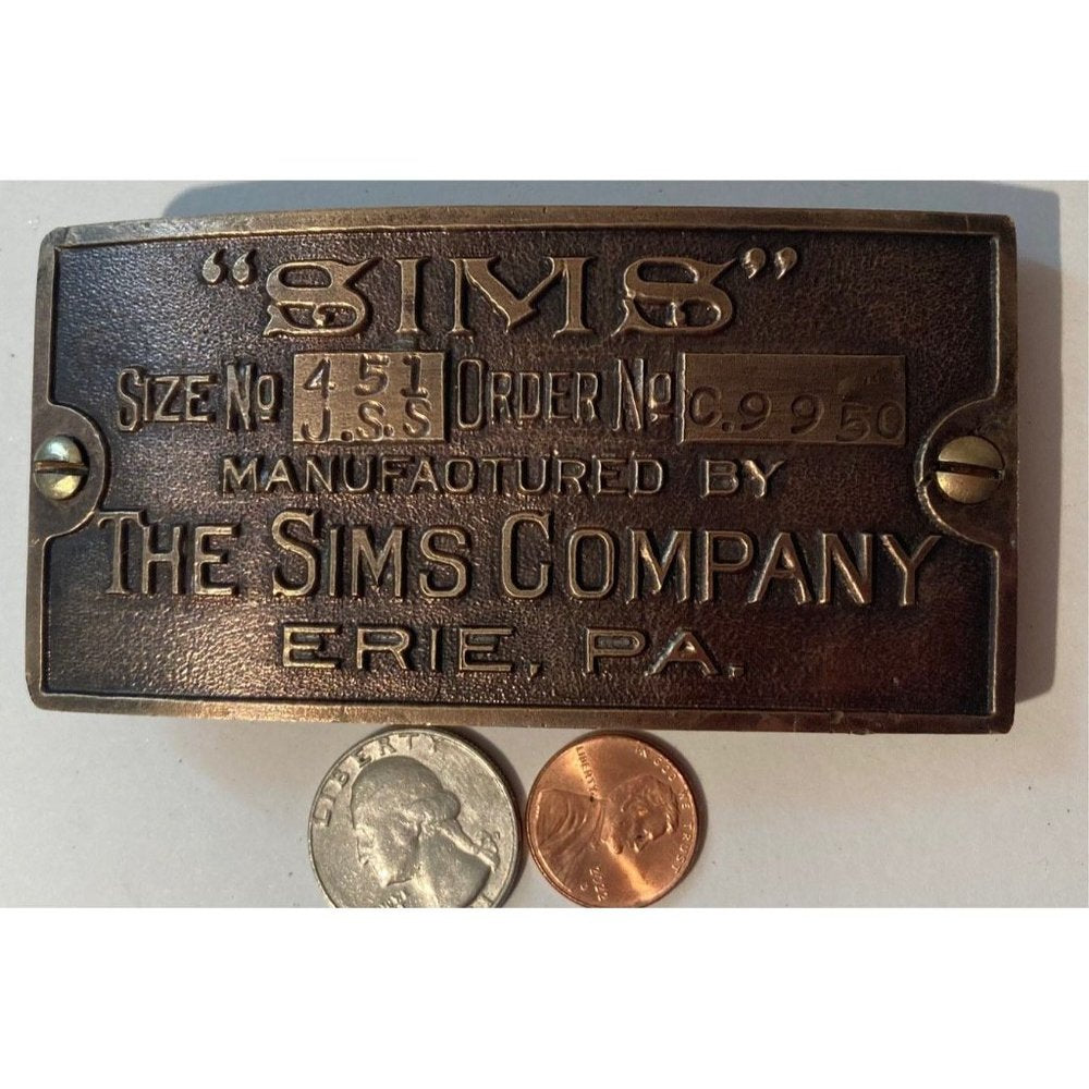 Vintage Metal Belt Buckle, The Sims Company, Erie, PA, Boilder