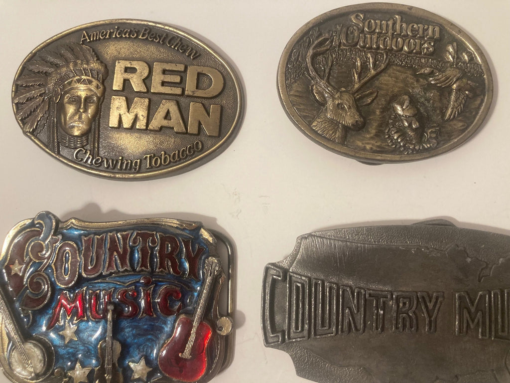 Vintage Lot of 14 Nice Western Style Belt Buckles, Farmers, Combine, Country Music, Fashion Accessory, Country & Western, Art, Resell