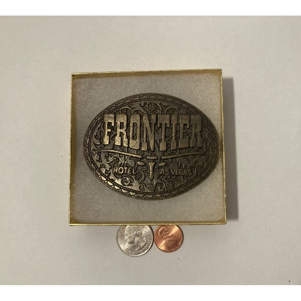 Vintage Metal Belt Buckle, Frontier, Hotel, Casino,