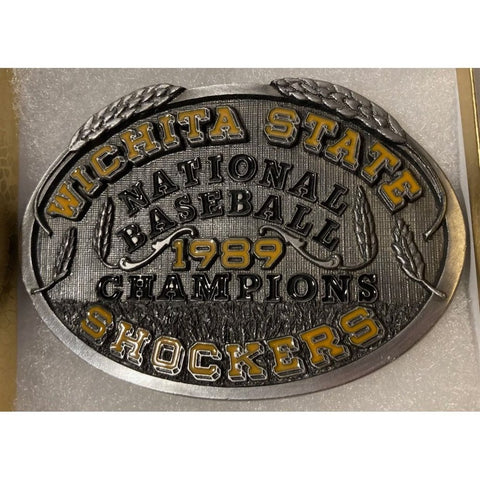 Vintage 1989 Metal Belt Buckle, Wichita State Shockers, National Baseball  ,