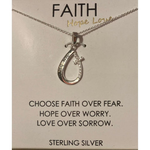 Vintage Sterling Silver Necklace, Footnotes, Faith Hope, Love,