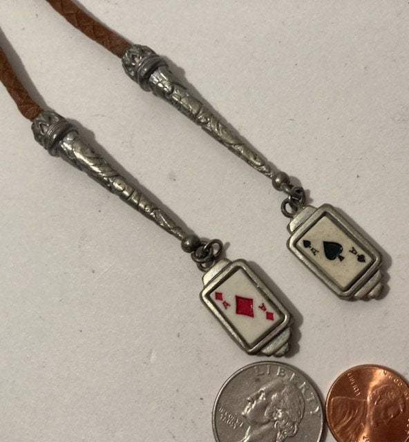 Vintage Metal Bolo Tie, Cards, Poker, Gambling,Slow Low Arizona, Nice Western Design, 2" x 1 1/2", Quality, Heavy Duty