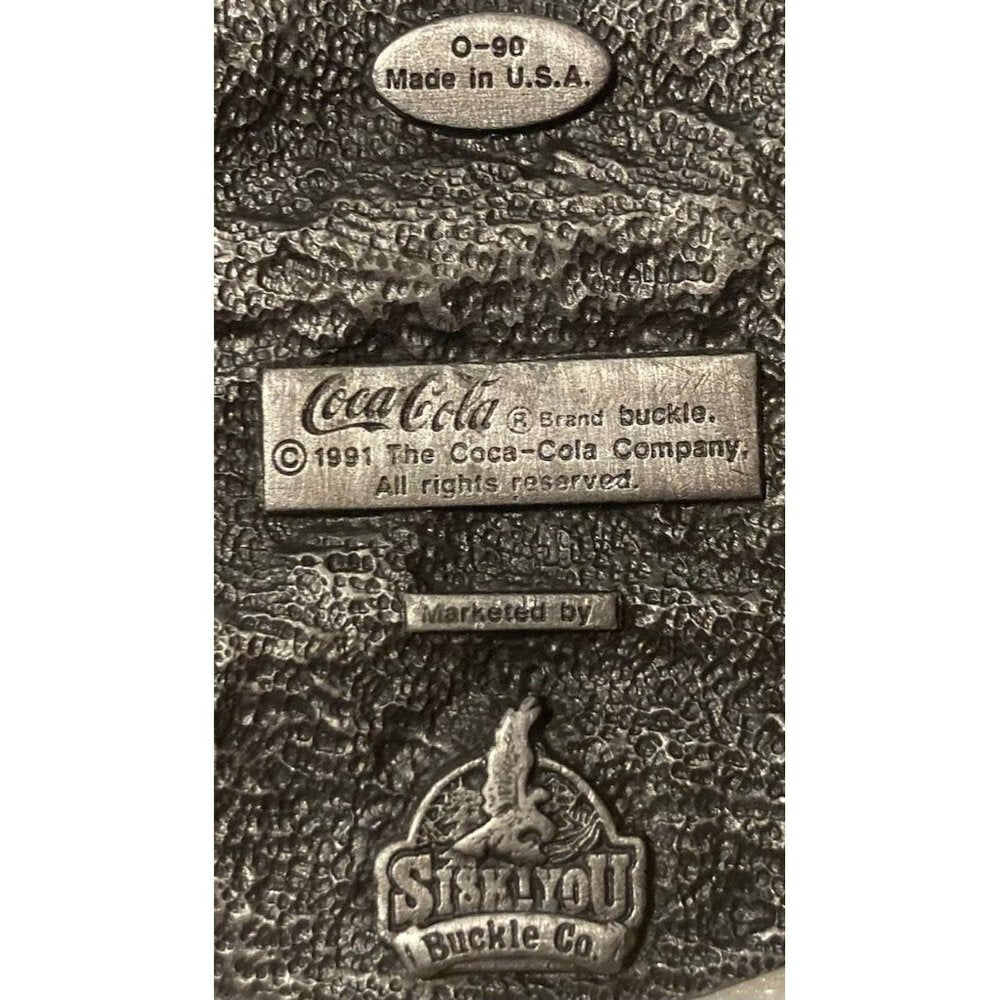 Vintage 1991 Metal Belt Buckle, Coca Cola, Soda, Pop, Coke, Nice Design,