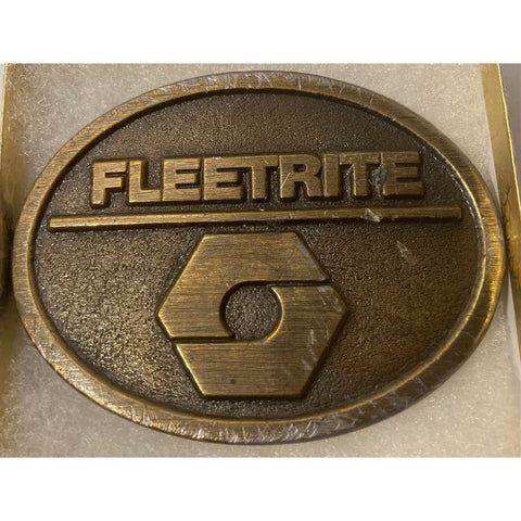 Vintage Metal Belt Buckle, Brass, Fleetrite, International Harvester,