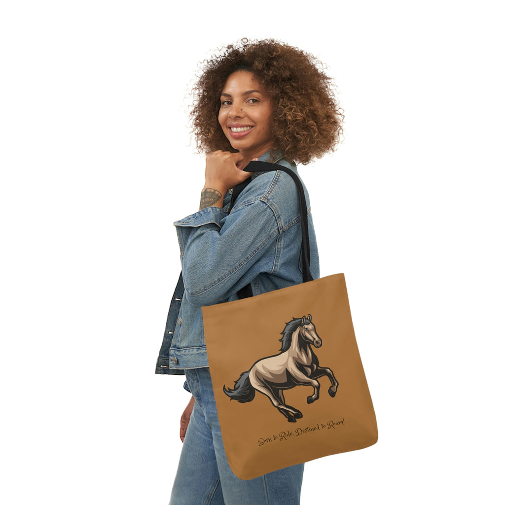 Born to Ride Horse POD Polyester Canvas Tote Bag (AOP)