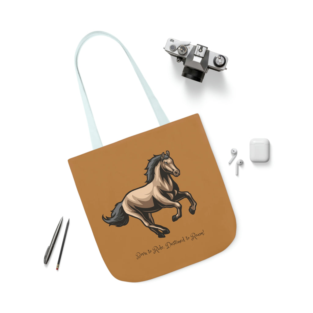 Born to Ride Horse POD Polyester Canvas Tote Bag (AOP)