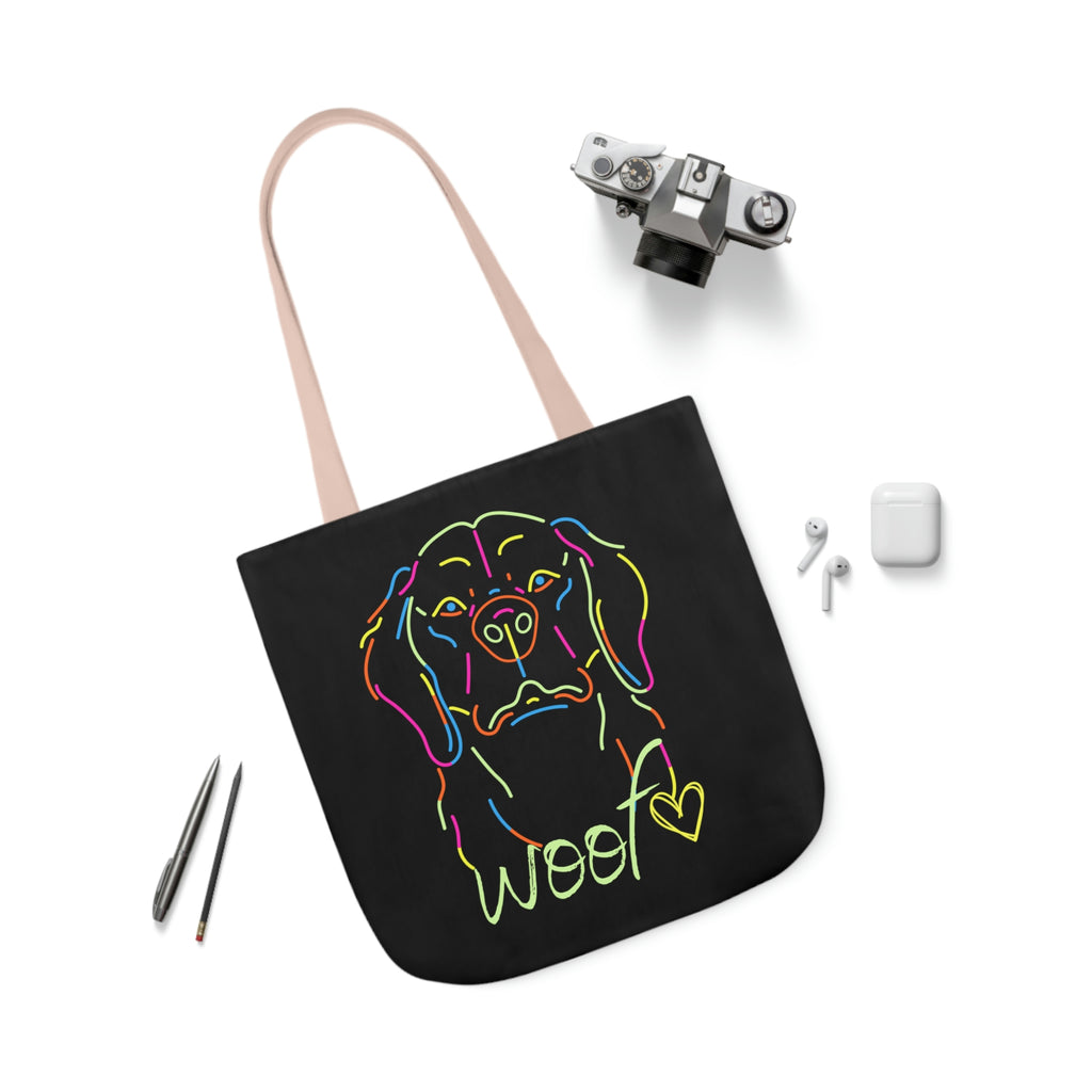 Neon Dog Polyester Canvas Tote Bag POD