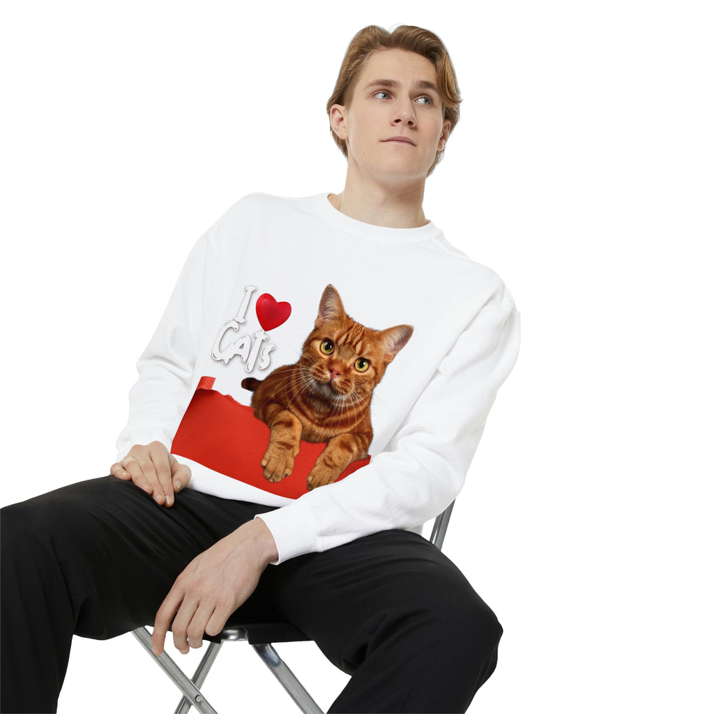 I love Cats POD Cat Unisex Garment-Dyed Sweatshirt