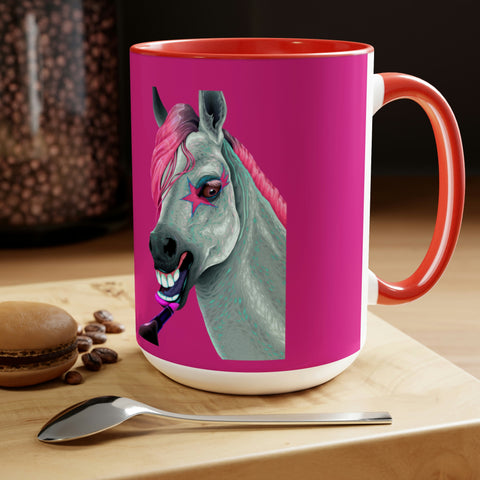 Makeup Horse POD Two-Tone Coffee Mugs, 15oz