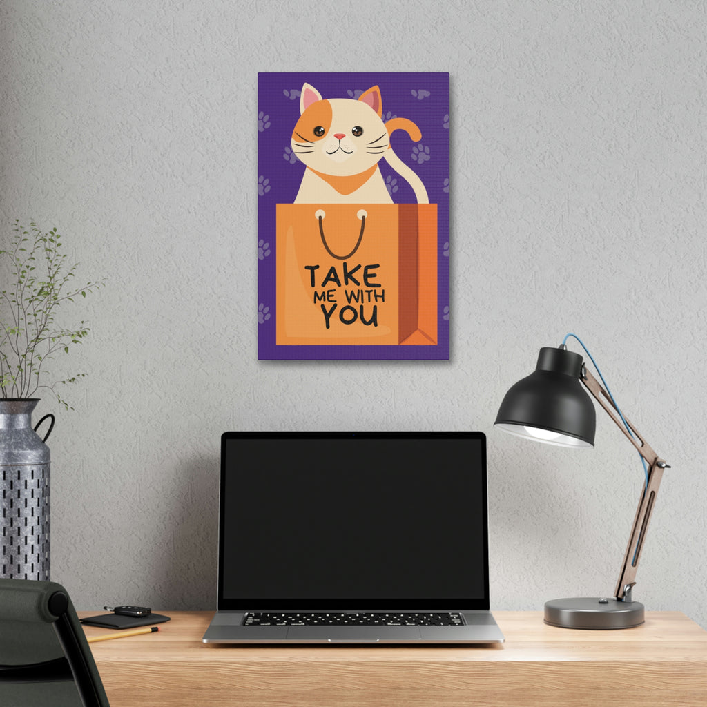 Take Me With You Cat POD Polyester Canvas