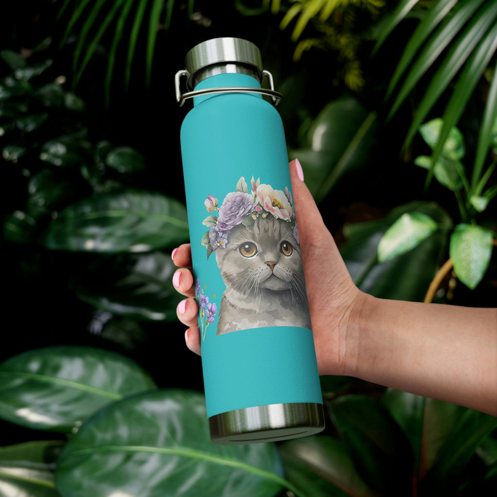 Meow Cat POD Copper Vacuum Insulated Bottle, 22oz