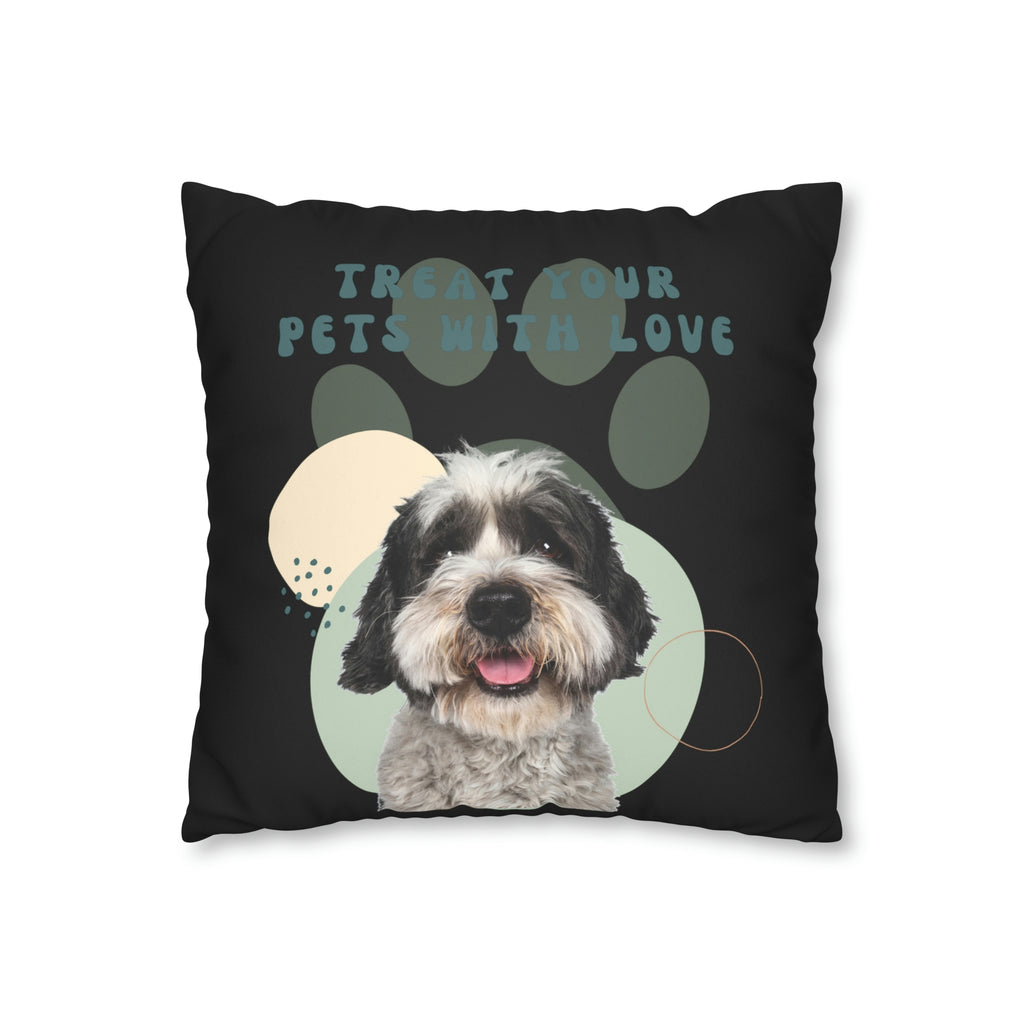 Treat your pets with love Dog POD Faux Suede Square Pillow Case