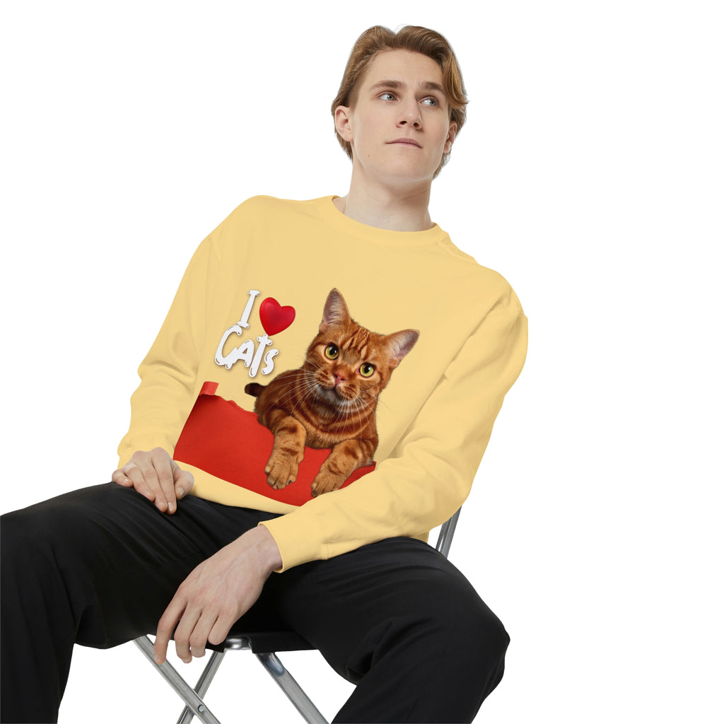 I love Cats POD Cat Unisex Garment-Dyed Sweatshirt