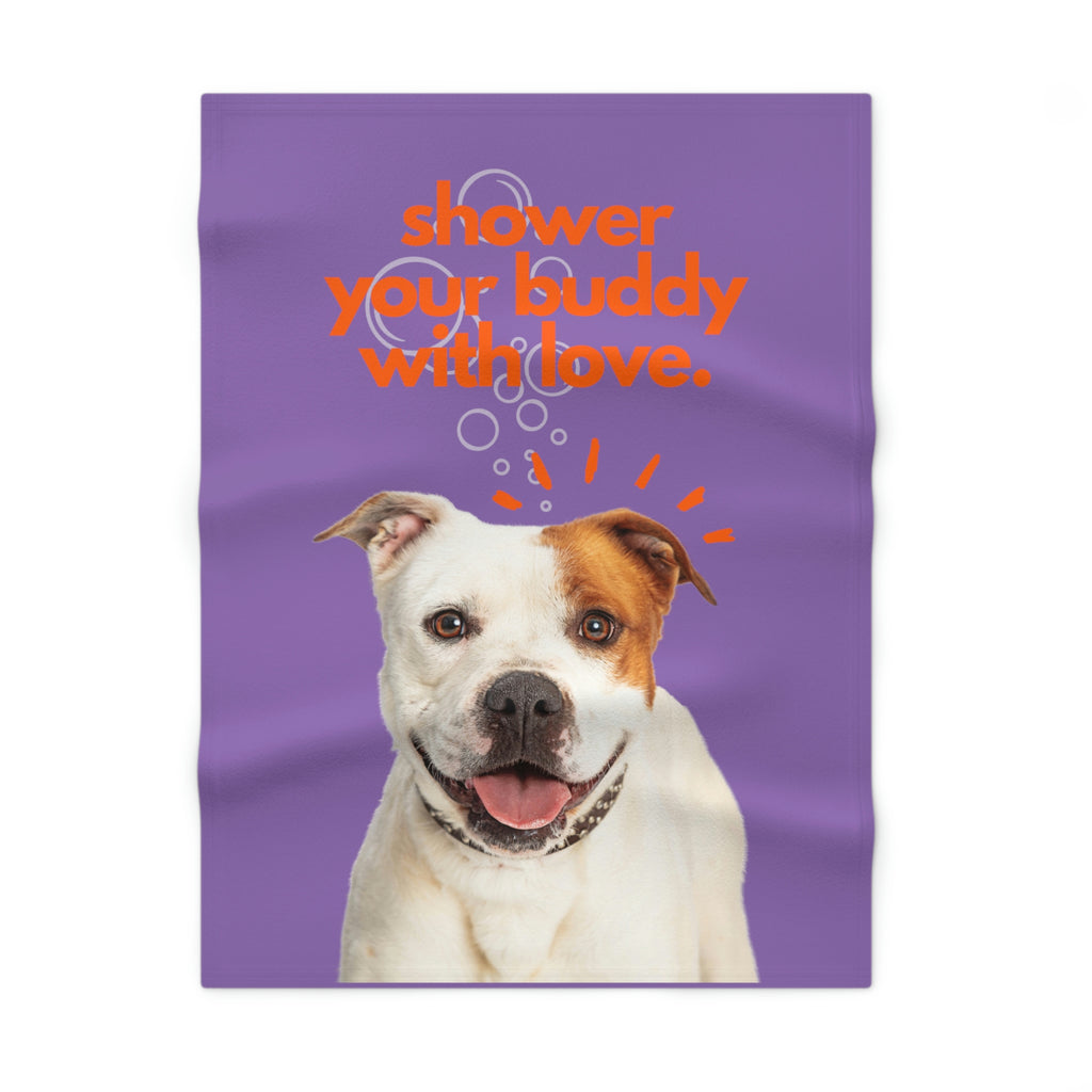 shower your buddy with love dog  Soft Fleece Baby Blanket