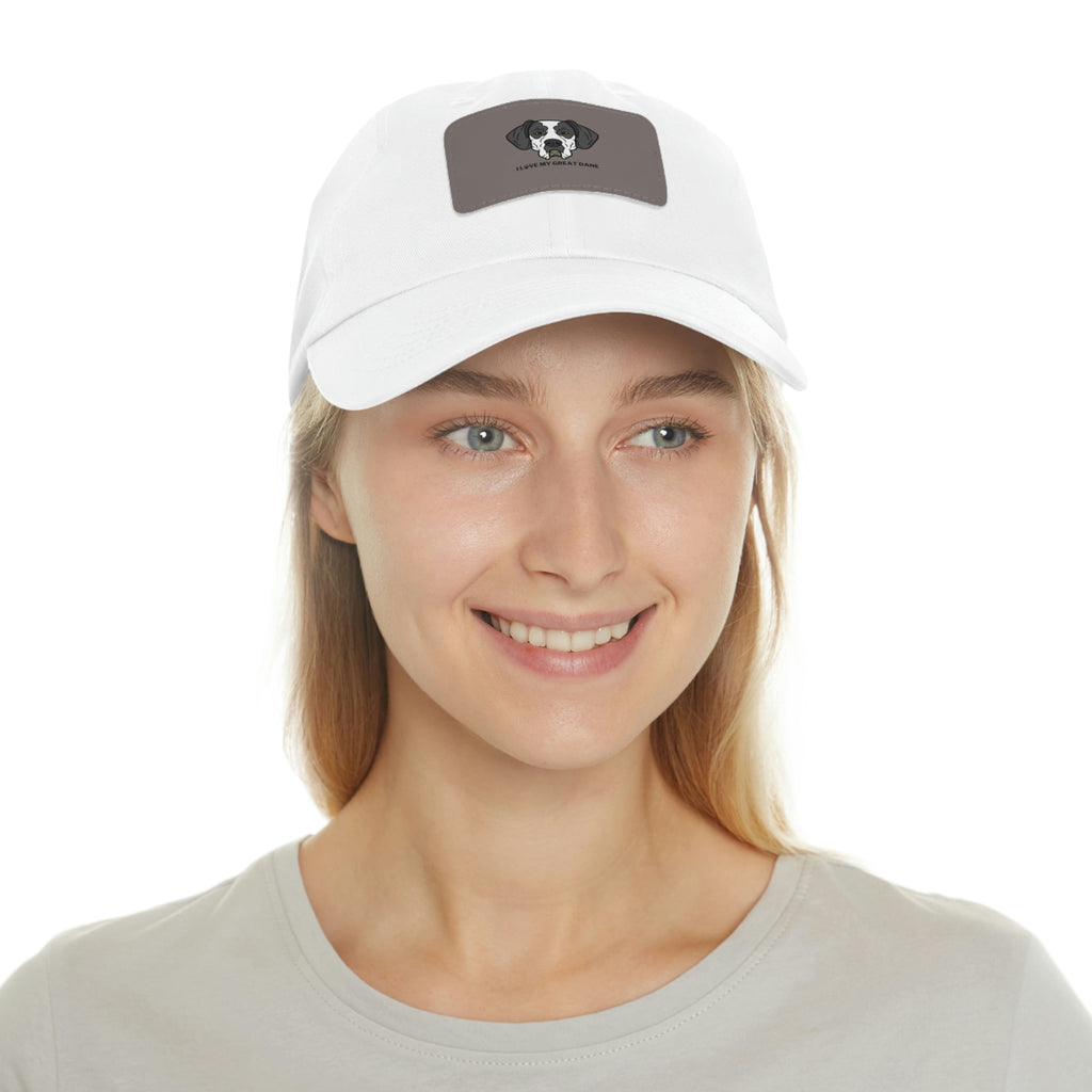 I love my Great Dane Dog POD Dad Hat with Leather Patch (Rectangle)