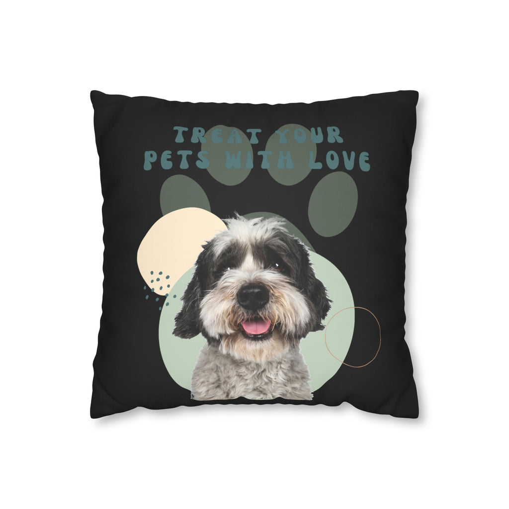 Treat your pets with love Dog POD Faux Suede Square Pillow Case