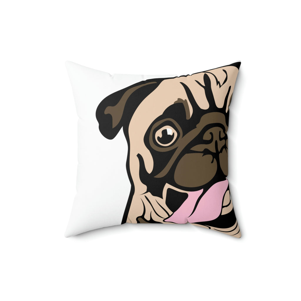 Pug Therapist POD Faux Suede Square Pillow