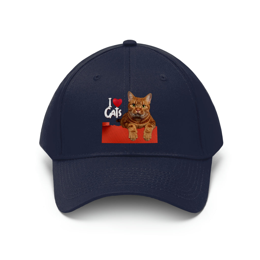 I love Cats POD Cat Unisex Twill Hat