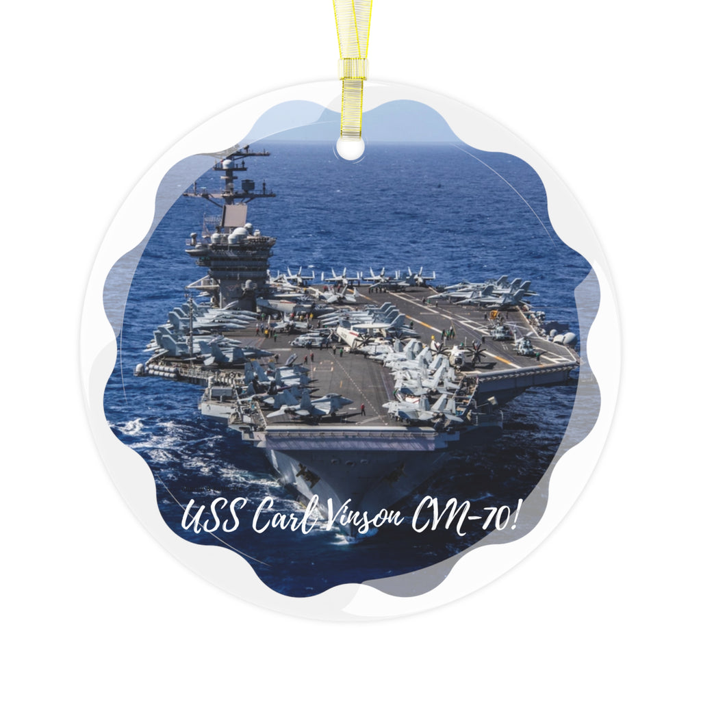 USS Carl Vinson CVN-70 POD Navy Ship  Glass Ornament