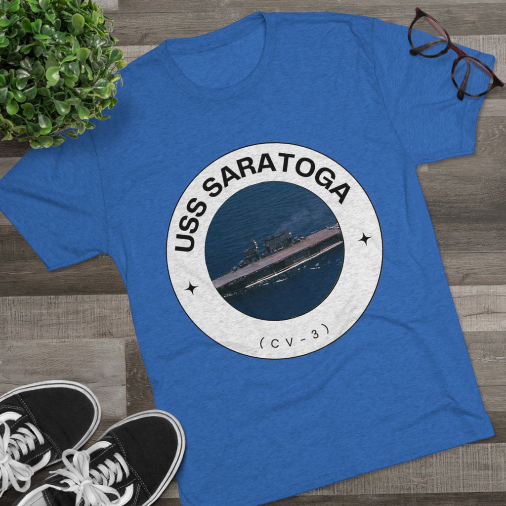 USS Saratoga (CV-3) United States Ships POD Unisex Tri-Blend Crew Tee