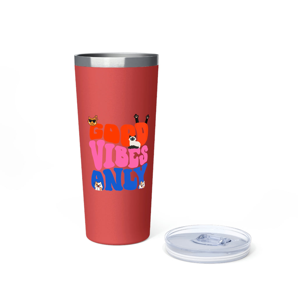 Good Vibes Only Cat POD Copper Vacuum Insulated Tumbler, 22oz