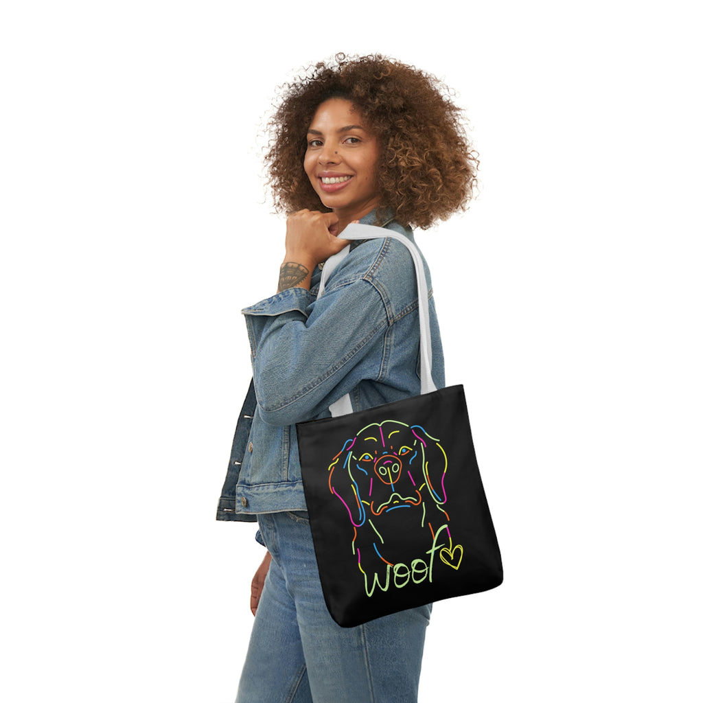 Neon Dog Polyester Canvas Tote Bag POD