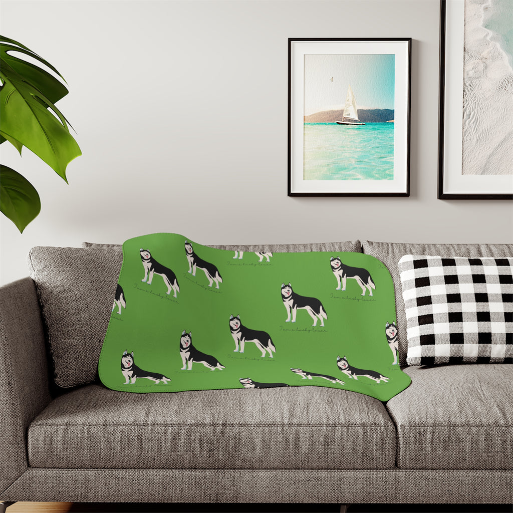 I love my Husky Dog POD  Sherpa Blanket, Two Colors