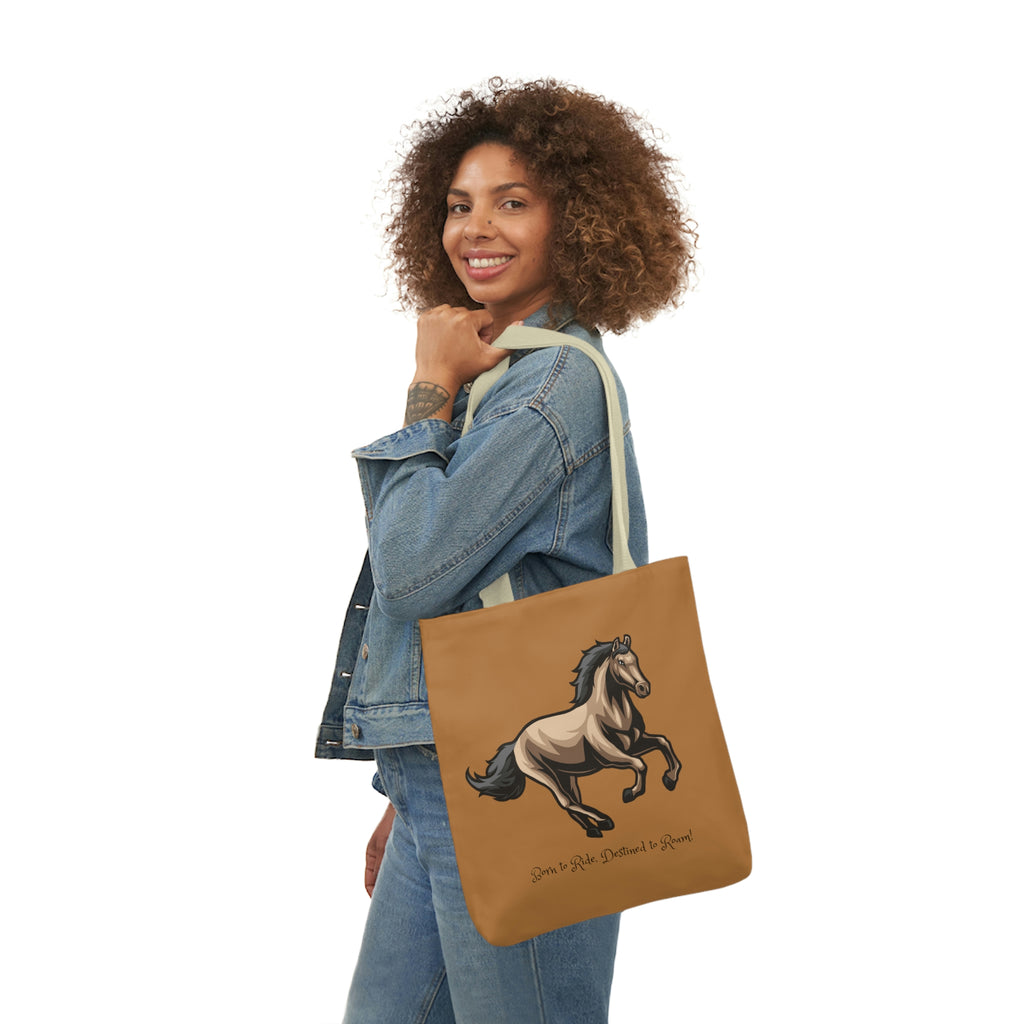 Born to Ride Horse POD Polyester Canvas Tote Bag (AOP)