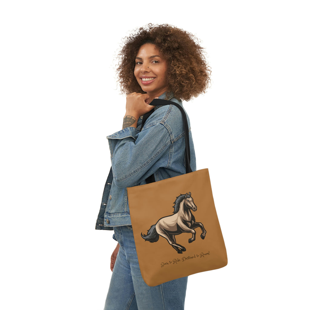 Born to Ride Horse POD Polyester Canvas Tote Bag (AOP)