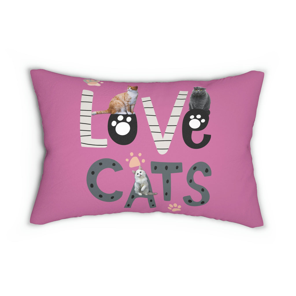 Love Cats POD  Spun Polyester Lumbar Pillow