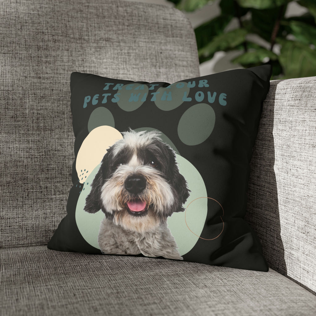 Treat your pets with love Dog POD Faux Suede Square Pillow Case